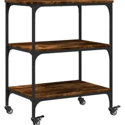 vidaXL Keukentrolley 60x41x76 cm bewerkt hout gerookt eikenkleurig