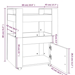 vidaXL Keukentrolley 60x45x80 cm bewerkt hout betongrijs