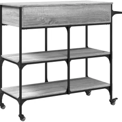 vidaXL Keukentrolley 105x42x95 cm bewerkt hout grijs sonoma eikenkleur