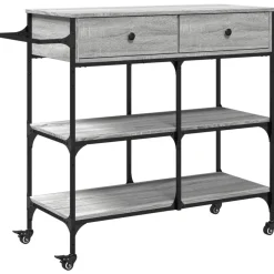 vidaXL Keukentrolley 105x42x95 cm bewerkt hout grijs sonoma eikenkleur