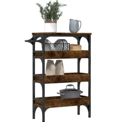 vidaXL Keukentrolley 53x20x76 cm bewerkt hout gerookt eikenkleurig