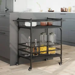 vidaXL Keukentrolley 50x30x70 cm bewerkt hout grijs sonoma eikenkleur