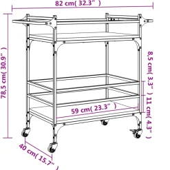 vidaXL Keukentrolley 82x40x78,5 cm bewerkt hout zwart