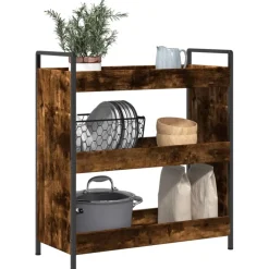 vidaXL Keukentrolley 70x30x82 cm bewerkt hout gerookt eikenkleurig