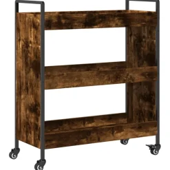 vidaXL Keukentrolley 70x30x82 cm bewerkt hout gerookt eikenkleurig