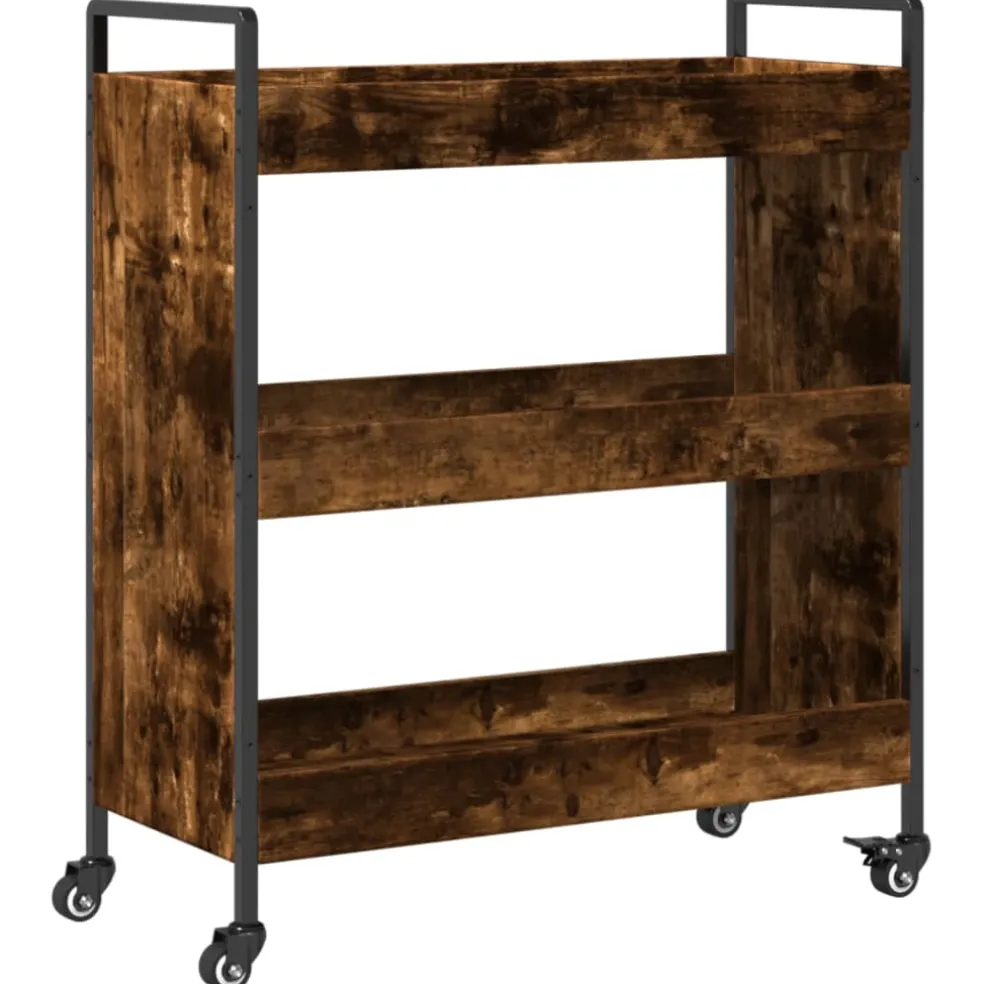vidaXL Keukentrolley 70x30x82 cm bewerkt hout gerookt eikenkleurig