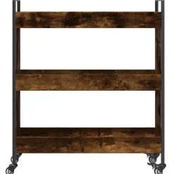 vidaXL Keukentrolley 70x30x82 cm bewerkt hout gerookt eikenkleurig