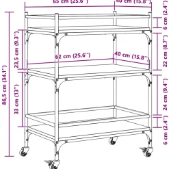 vidaXL Keukentrolley 65x40x86,5 cm bewerkt hout zwart