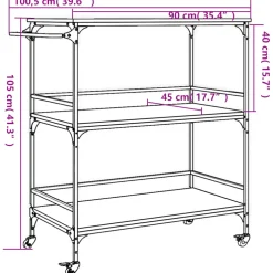 vidaXL Keukentrolley 100,5x50x105 cm grijs sonoma eikenkleur