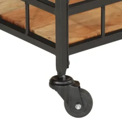 vidaXL Keukentrolley 60x40x80 cm massief acaciahout en ijzer