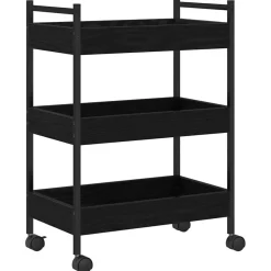 vidaXL Keuken Trolley Zwart eiken 50 x 30 x 70 cm Bewerkt hout