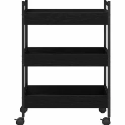 vidaXL Keuken Trolley Zwart eiken 50 x 30 x 70 cm Bewerkt hout