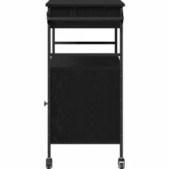 vidaXL Keuken Trolley Zwart Eiken 56 x 43 x 89,5 cm Bewerkt hout