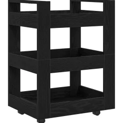 vidaXL Keuken Trolley Zwart Eiken 60 x 45 x 80 cm Bewerkt hout