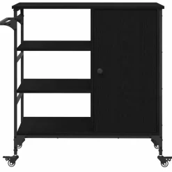 vidaXL Keuken Trolley Zwart Eiken 87.5 x 39 x 84.5 cm Bewerkt hout