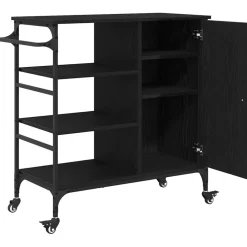 vidaXL Keuken Trolley Zwart Eiken 87.5 x 39 x 84.5 cm Bewerkt hout