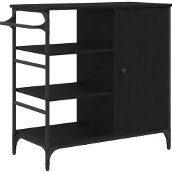 vidaXL Keuken Trolley Zwart Eiken 87.5 x 39 x 84.5 cm Bewerkt hout