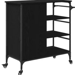 vidaXL Keuken Trolley Zwart Eiken 87.5 x 39 x 84.5 cm Bewerkt hout