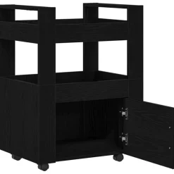 vidaXL Keuken Trolley Zwart eiken 60 x 45 x 80 cm Bewerkt hout