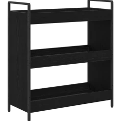vidaXL Keuken Trolley Zwart Eiken 70 x 30 x 82 cm Bewerkt hout