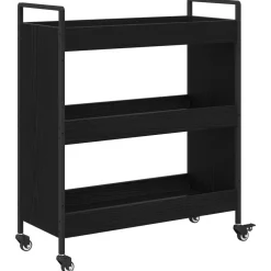 vidaXL Keuken Trolley Zwart Eiken 70 x 30 x 82 cm Bewerkt hout