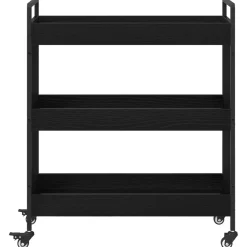 vidaXL Keuken Trolley Zwart Eiken 70 x 30 x 82 cm Bewerkt hout