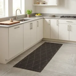 vidaXL Keuken Vloerkleed antraciet geruit 180 x 60 cm 100% Polyamide