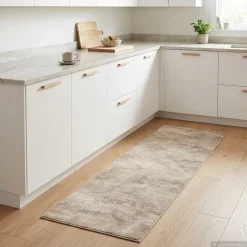 vidaXL Keuken Vloerkleed Beige beton 150 x 45 cm 100% Polyamide