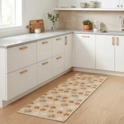 vidaXL Keuken Vloerkleed Beige poten 150 x 45 cm 100% Polyamide