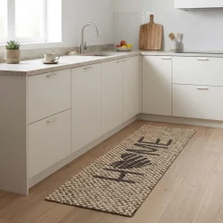 vidaXL Keuken Vloerkleed Beige home 150 x 45 cm 100% Polyamide Wasbaar