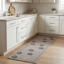 vidaXL Keuken Vloerkleed Grijze poten 150 x 45 cm 100% Polyamide