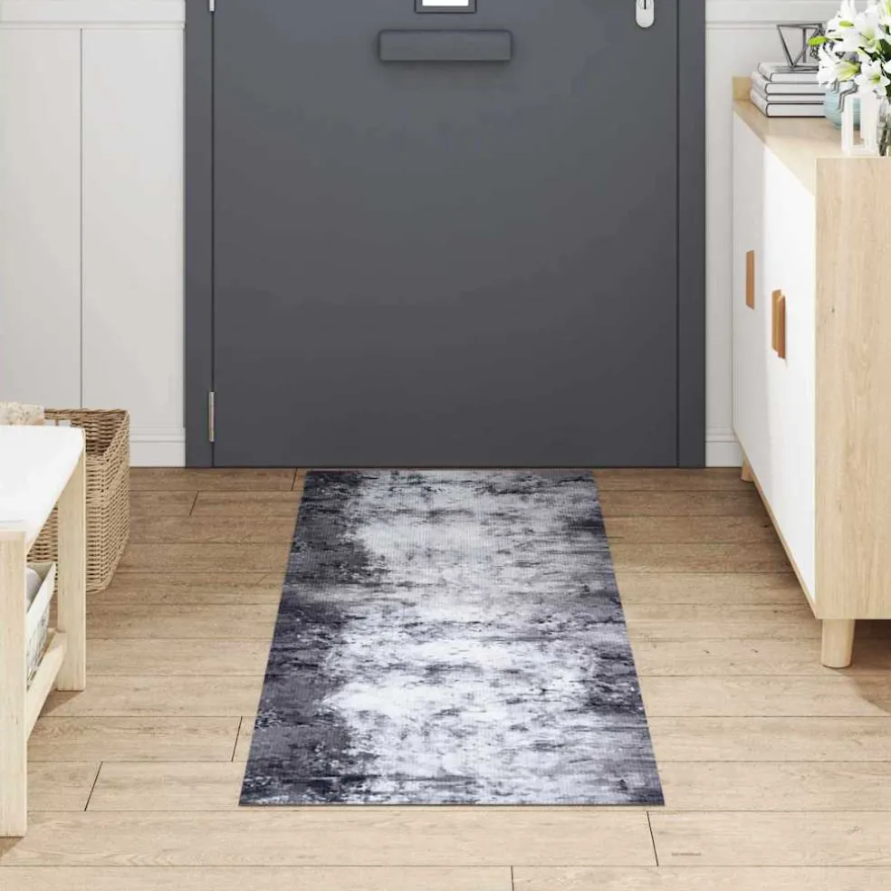 vidaXL Keuken Vloerkleed Grijs 180 x 60 cm Fluweel