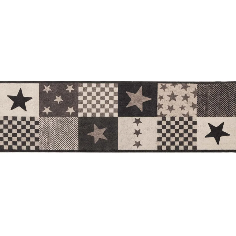 vidaXL Keuken Vloerkleed grijze sterren 150 x 45 cm 100% Polyamide