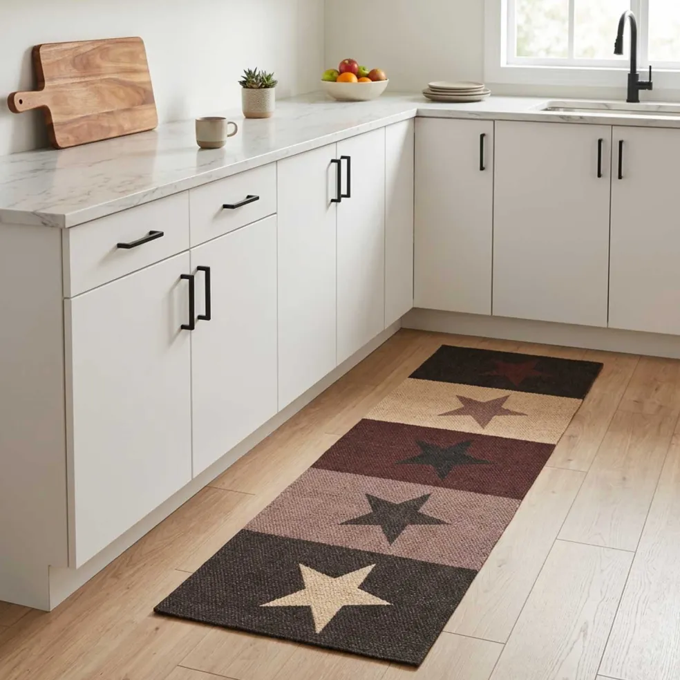 vidaXL Keuken Vloerkleed Rode sterren 150 x 45 cm 100% Polyamide