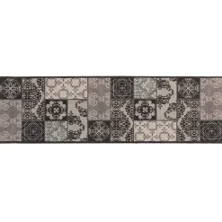 vidaXL Keuken Vloerkleed zwarte mozaïek 150 x 45 cm 100% Polyamide