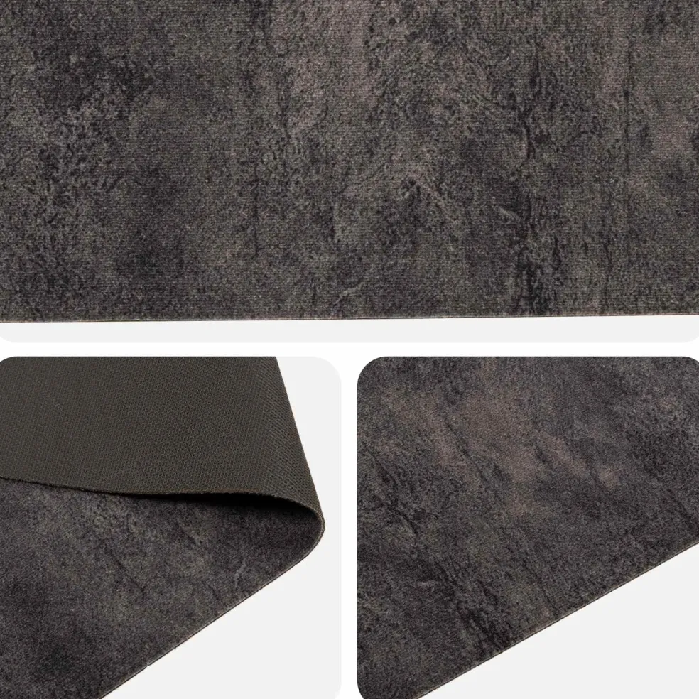vidaXL Keuken Vloerkleed zwart beton 150 x 45 cm 100% Polyamide
