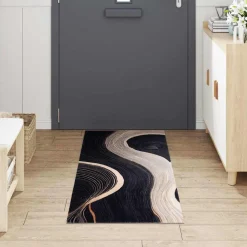 vidaXL Keuken Vloerkleed Zwart 180 x 60 cm Fluweel