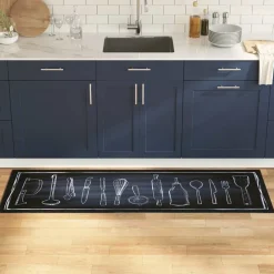vidaXL Keuken Vloerkleed Zwart 180 x 60 cm Fluweel