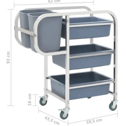 vidaXL Keukenwagen met kunststof containers 82x43,5x93 cm