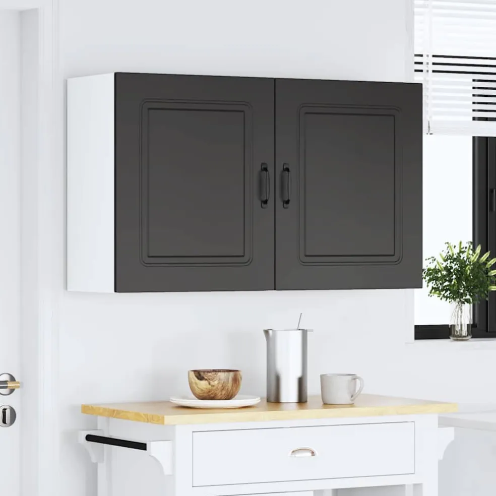 vidaXL Keuken Wandkasten 2 stuks "Kalmar" Zwart Geengineerd Hout