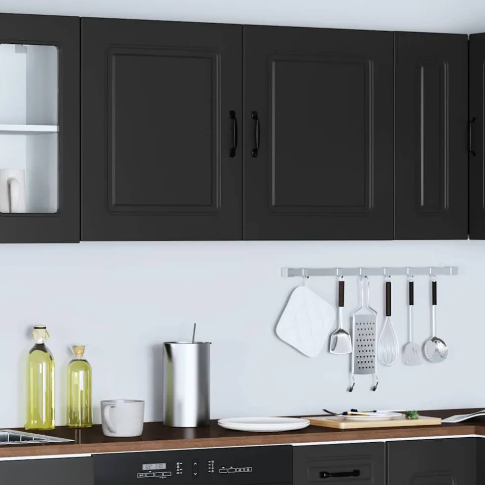 vidaXL Keuken Wandkasten 2 stuks "Kalmar" Zwart Geengineerd Hout
