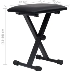 vidaXL Keyboardstandaard en -kruk dubbel versterkt zwart
