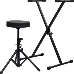 vidaXL Keyboardstandaard en -kruk zwart