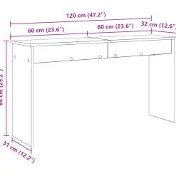 vidaXL Keyboardstand Beton Grijs 120 x 32 x 64 cm Bewerkt hout
