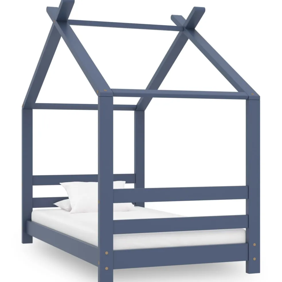 vidaXL Kinderbedframe massief grenenhout grijs 70x140 cm