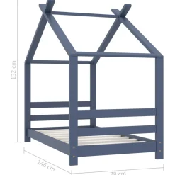 vidaXL Kinderbedframe massief grenenhout grijs 70x140 cm