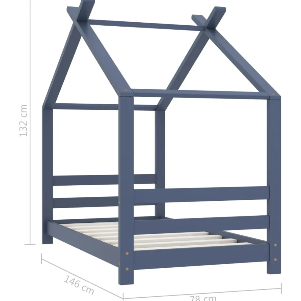 vidaXL Kinderbedframe massief grenenhout grijs 70x140 cm
