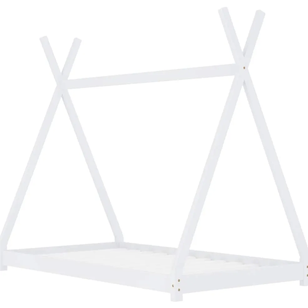 vidaXL Kinderbedframe massief grenenhout wit 70x140 cm
