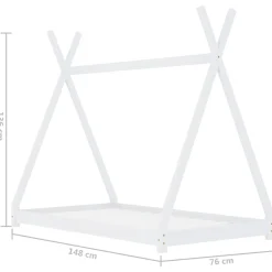 vidaXL Kinderbedframe massief grenenhout wit 70x140 cm