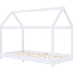 vidaXL Kinderbedframe massief grenenhout wit 70x140 cm